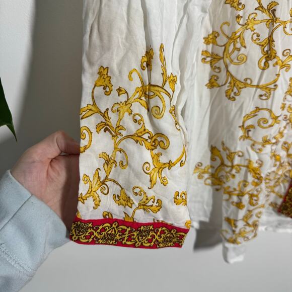 Grand & Green Top Women S White Gold Regal Roll Tab Sleeve Modest Workware Blous - Picture 5 of 8